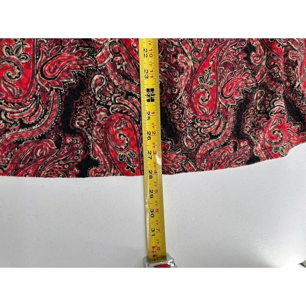 White Stag Womens 3X/22-24 Red &‎ Black Paisley Short Sleeve Top Boho Western